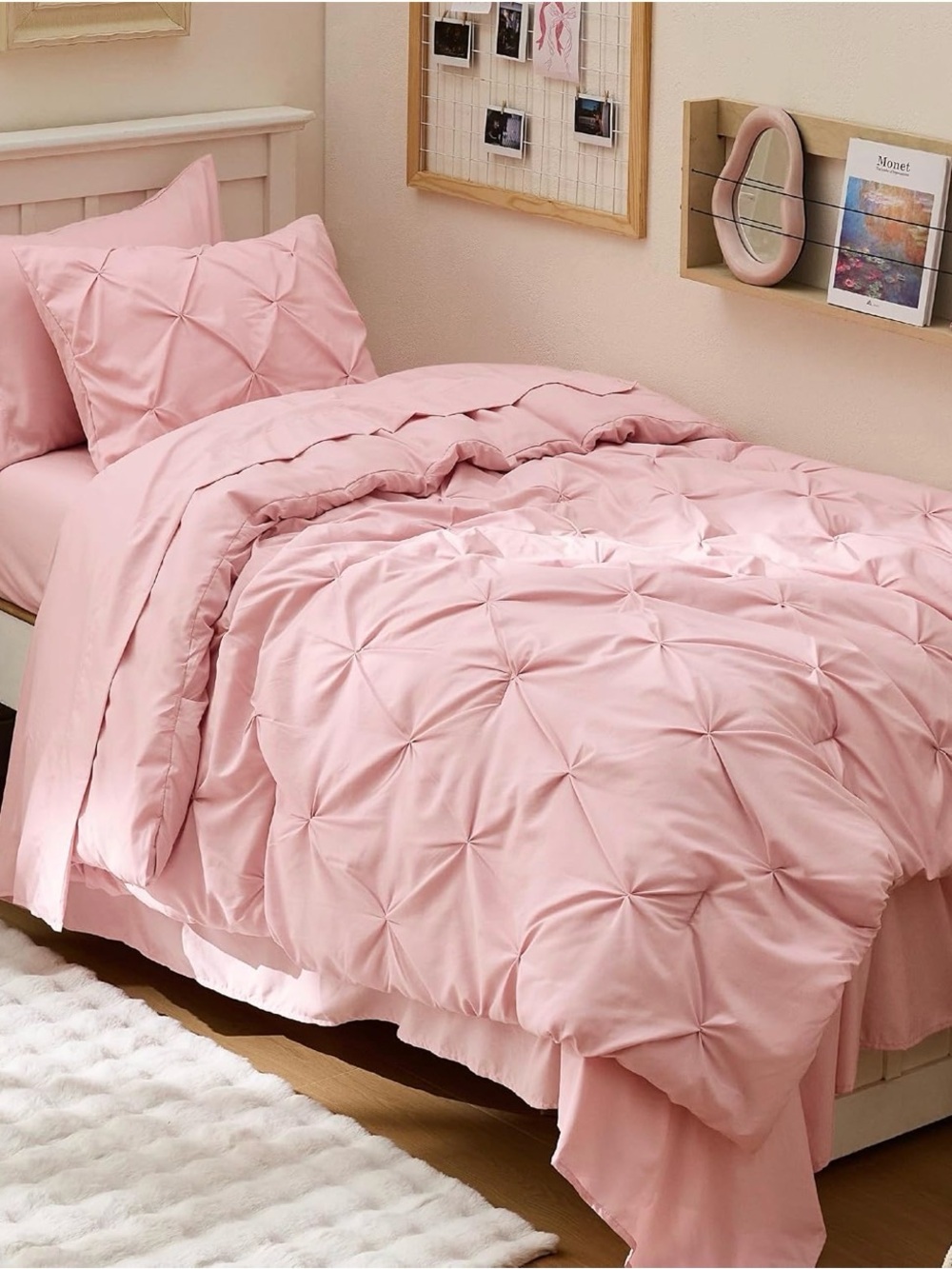 Pintuck Comforter Set in Pink - Soft Home Bedding
